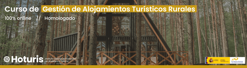 Banner del curso de gestión turística, enfocado en mejorar la experiencia del huésped en alojamientos rurales.