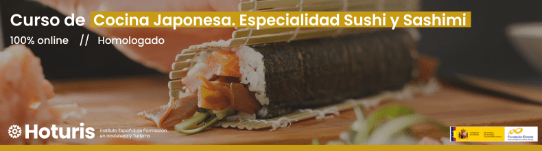 Banner del curso especializado para formarse en cocina japonesa profesional y técnicas tradicionales.