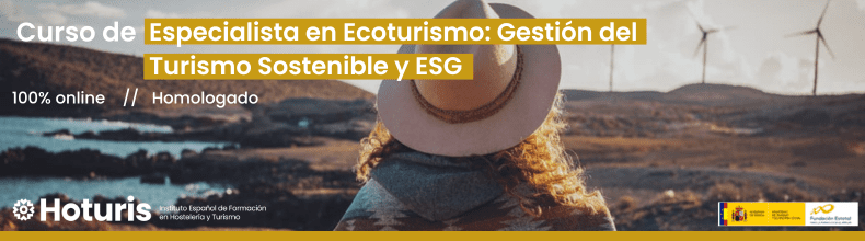 Banner informativo del Curso de Especialista en Ecoturismo y Gestión del Turismo Sostenible de Hoturis.