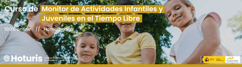 Banner de curso sobre educación ambiental en actividades infantiles y juveniles por Hoturis.